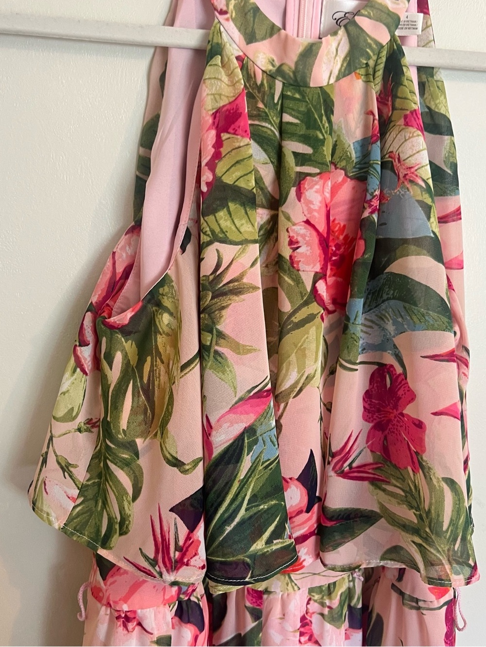 Eliza J Pink Floral Halter Wide-Leg Jumpsuit -missing waist belt - Picture 9 of 11
